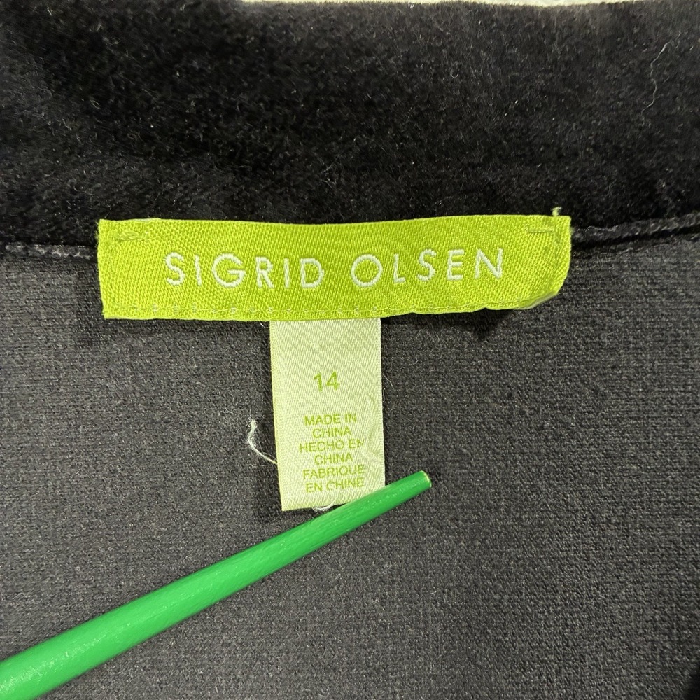 Sigrid Olsen Velvet Single Breasted Blazer Dinner Coat Black Women 14 Minimalist - Picture 2 of 8